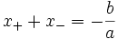 viete sum formula for the quadratic equation solution in algebra math