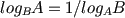 inverse of a logarithm formula in algebra maths