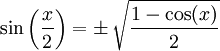 trigonometry sin half-angle formula